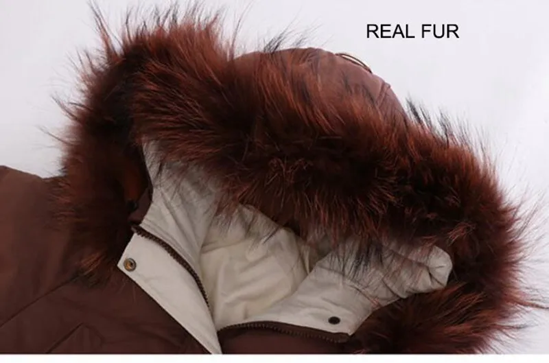CROAL CHERIE Children Winter Clothing Real Raccoon Fur Winter Overalls For Girls Cotton Thicken Coat For Teenager Girls Parkas (3)
