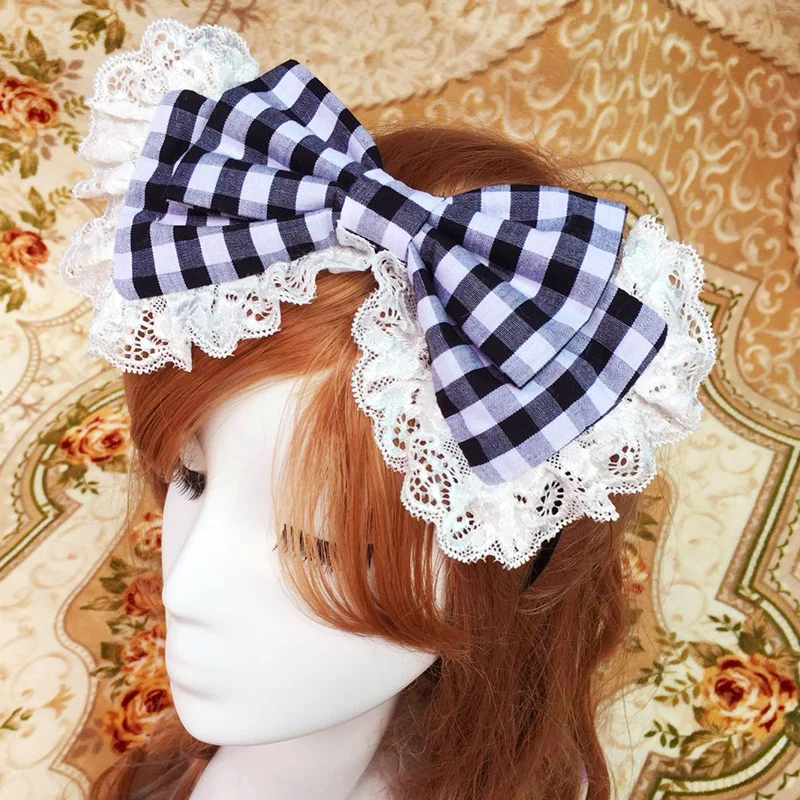 

Lolita Headgear Plaid Helper Sugar Spades K Wild Crane Anime Headwear Accessories