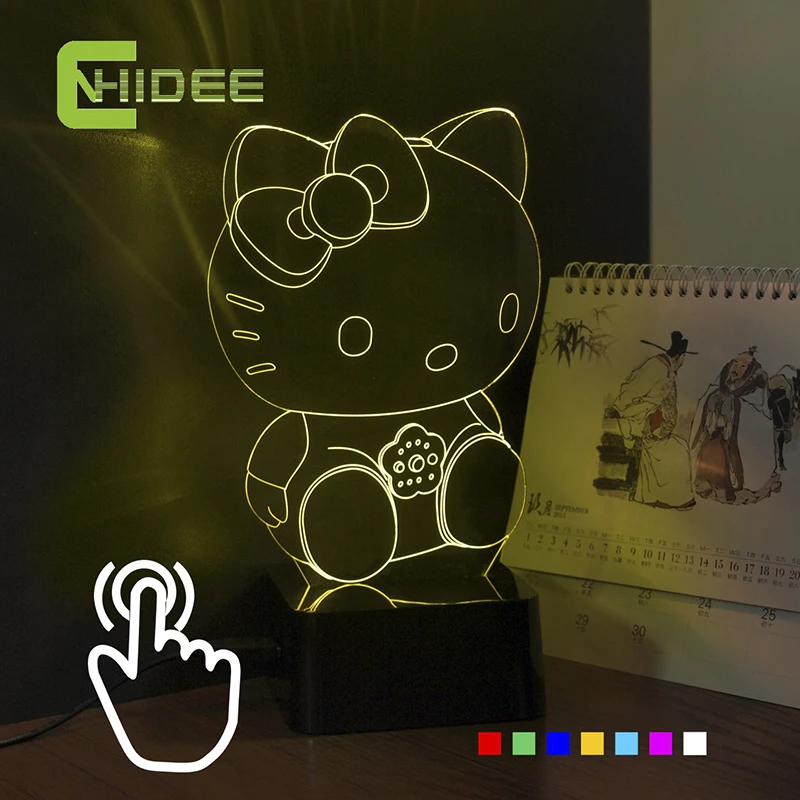 Lovely Hello Kitty Seven Colors Changeable LED Sleeping Nightlight for