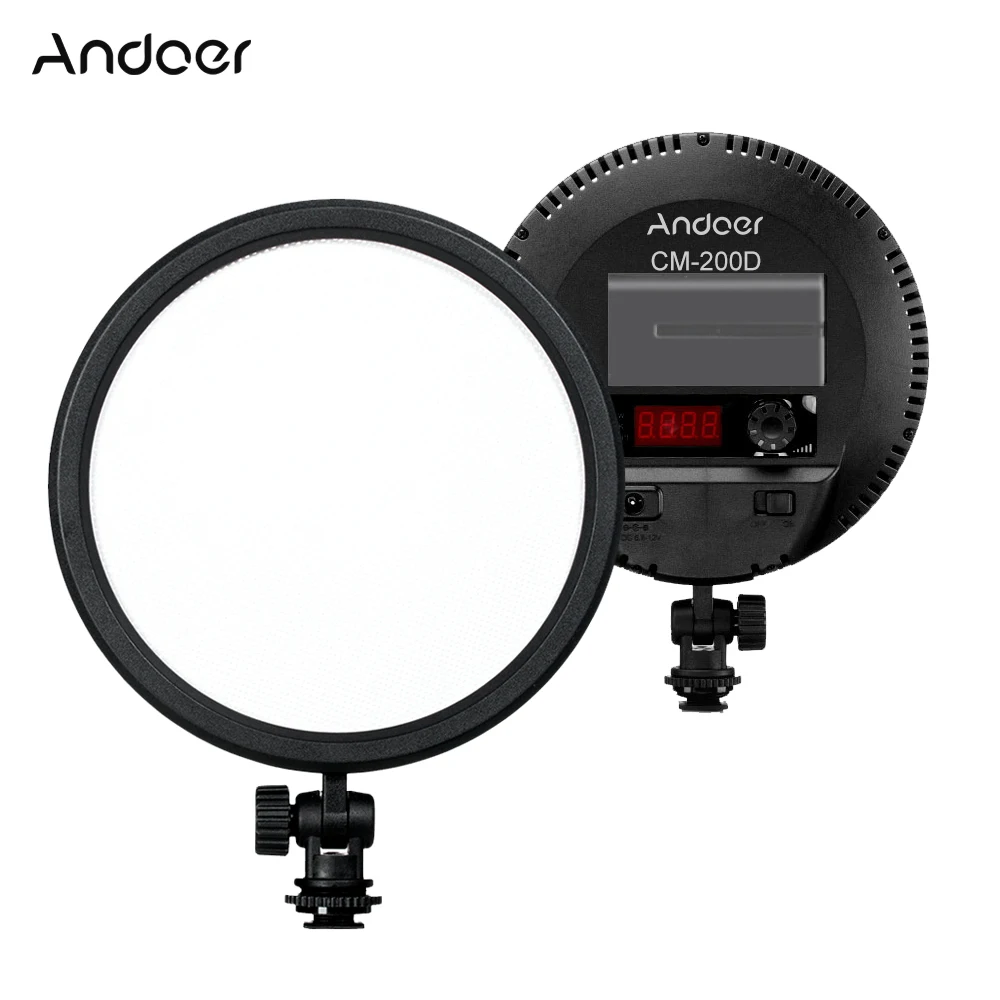 

Andoer 13W 3200K-5600K 120 LED CM-200D Pro Fill Light 6inch Round Ultrathin Daylight Bi-color Dimmable Photo Video Light Panel