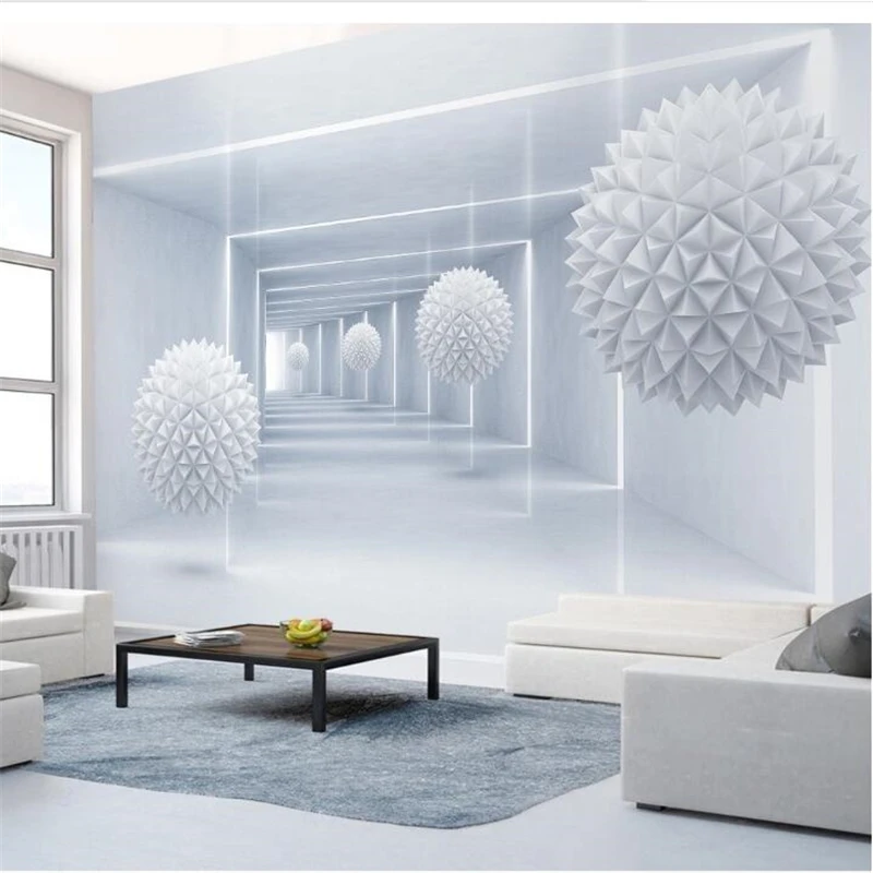 wellyu Custom wallpaper Creative abstract space blue sky white clouds 3d stereo TV background wall behang | Обустройство дома