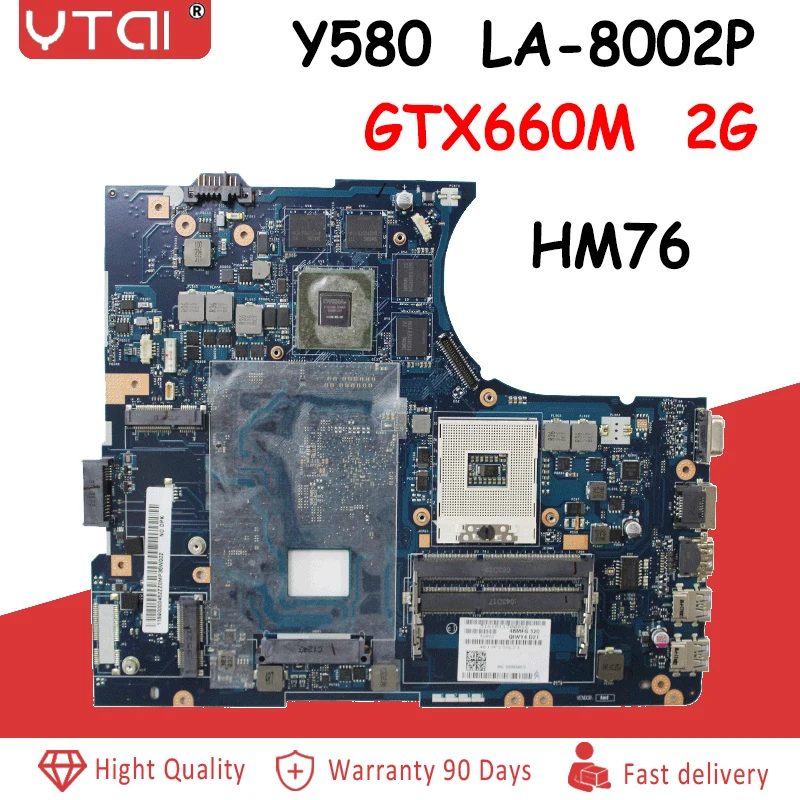 Y580 Материнская плата ноутбука QIWY4 LA-8002P для LENOVO Y580 материнская плата 90001314 GTX660M 2G HM76 DDR3 тестирование в целости