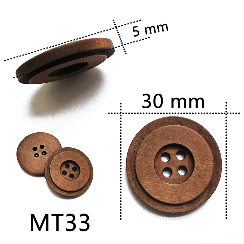 5 шт.-40 шт. Большой 30 мм Круглый Трубопровод пуговицы из натурального дерева шитье Diy Ремесло Скрапбукинг для пальто ручной работы 4 отверстия деревянная кнопка - Цвет: MT33