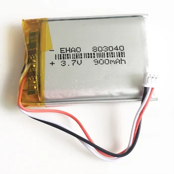 

3.7V 900mAh Lithium Polymer LiPo Rechargeable Battery with JST 1.25mm 3pin connector For MP3 PAD camera GPS laptop 803040