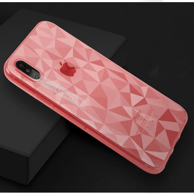Ультра Тонкий блестящий алмаз текстуры чехол для iphone X Новый Прозрачный soft shell 6 7 8