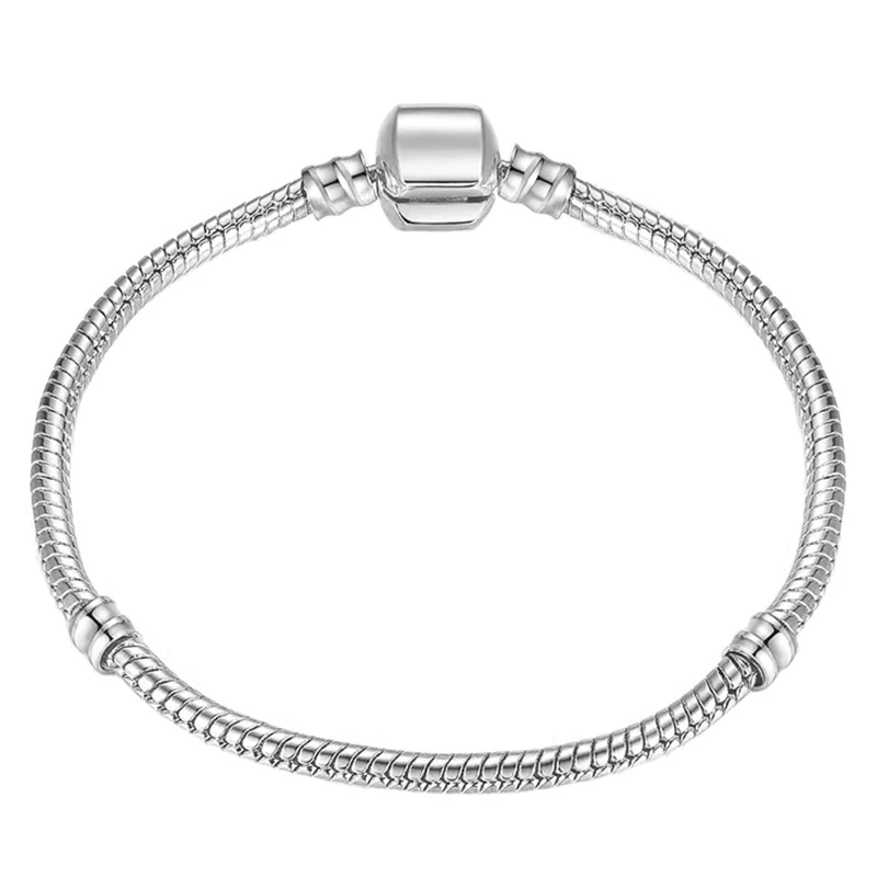 Аутентичные 925 муранское серебро хрустальные бусины браслет для женщин с безопасной цепочкой брендовый браслет Рождественский подарок - Окраска металла: Silver Bracelet