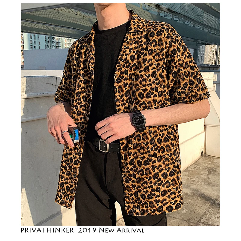 Privathinker Leopard Гавайские рубашки для мужчин Мода 2019 s Harajuku повседневное рубашка с