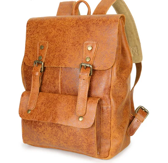 

2019 outdoor bag Vintage Preppy Style Genuine Leather women Male Backpack Casual hiking Laptop Multifunctional Shoulder bag C196