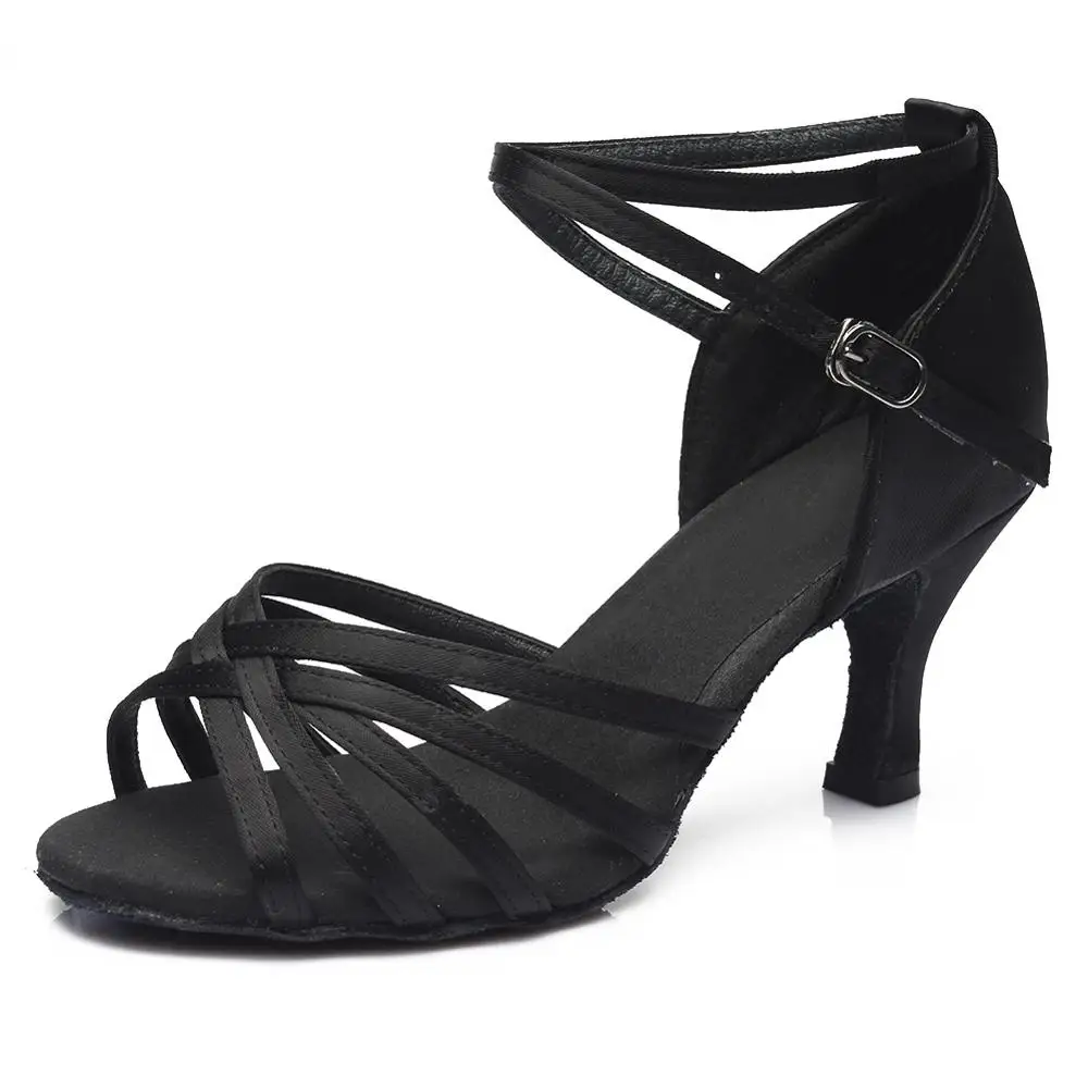 Новая Брендовая обувь для латинских танцев для женщин и девушек, обувь для танго, Женская Обувь для бальных танцев, женская обувь на высоком каблуке 5 см/7 см - Цвет: 5CM Black