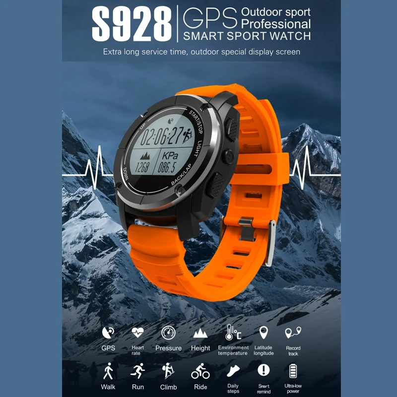 Greentiger GPS Outdoor S928 Smart Watch Heart Rate Monitor Smart Wristband Sport Smartwatch for Android IOS Phone