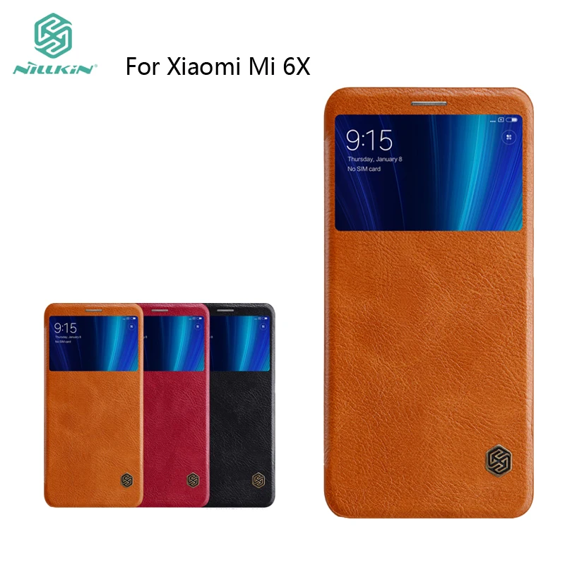

For Xiaomi Mi 6X Case NILLKIN Leather Smart Case For Xiaomi Mi 6X / Xiaomi Mi A2 Flip Leather Cover Sleep Function