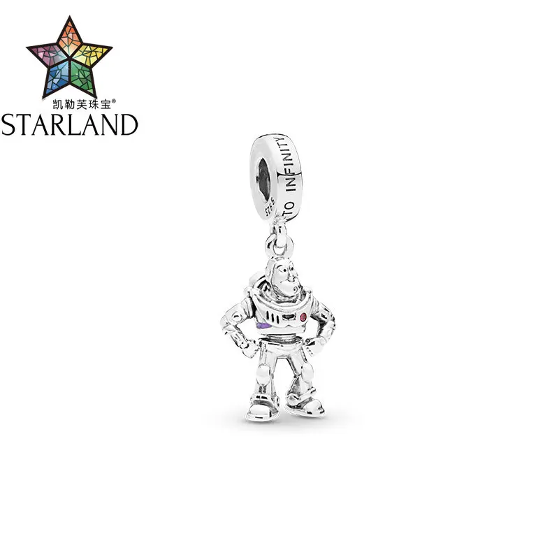 

XINHUI Wholesale Jewelry 2019 NEW 100% 925 Sterling Silver PIXAR TOY STORY BUZZ LIGHTYEAR PENDANT CHARM fit Women Bracelest
