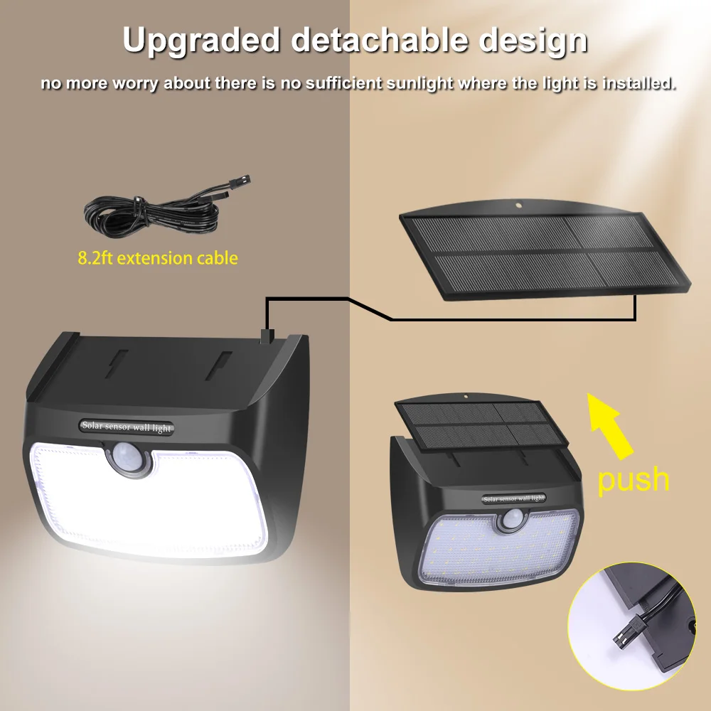 

3pcs/lot detachable 48 LED Solar Light Super Bright Upgraded Lamp Lights For Outdoor Wall Yard Garden With 4 Modes In One Solar