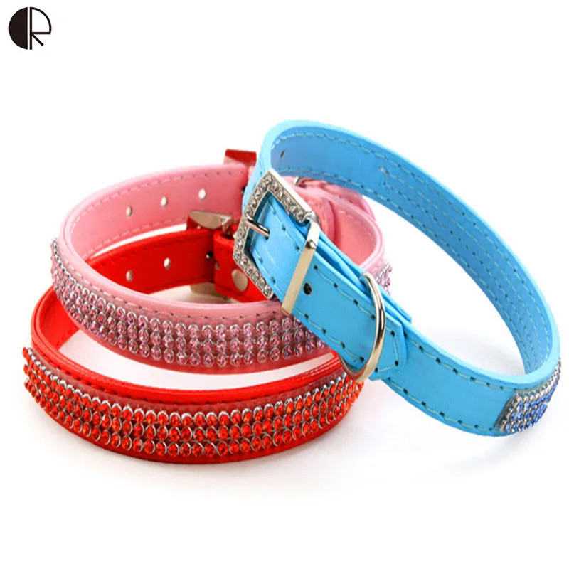 Bling Bling Designer Colorful Rhinestone Leather Dog Collar Small Dog Harness And Leash Lead set