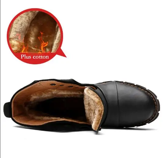 Теплая зимняя рабочая обувь Doc Dr ботинки Мартинс Винтаж зимние Нескользящие ботинки кожаные ботильоны Для мужчин чёрный; коричневый доктор сапоги - Цвет: black plus cotton