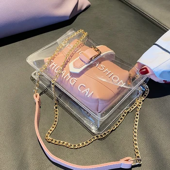 

Transparent Jelly bag 2019 Summer New Quality PVC Women's Designer Handbag Printed Letter Chain Shoulder Messenger bag Purses