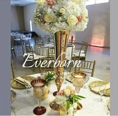 Wholesale Beautiful Tall Metal Flower Vase Gold Paited Flower