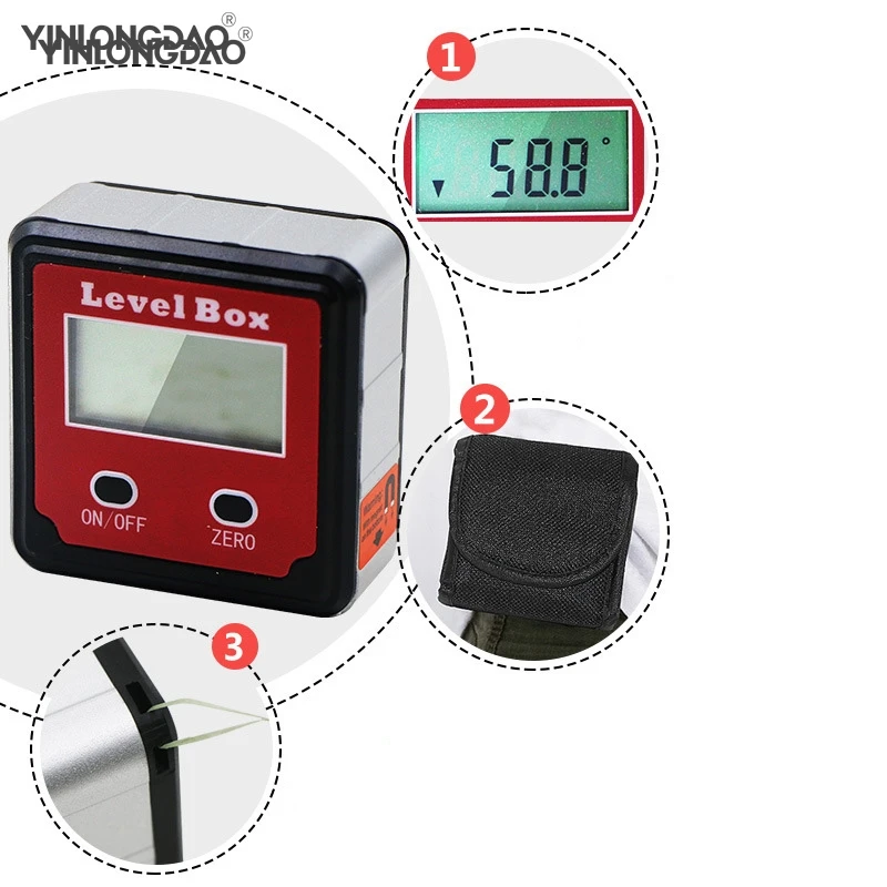 

Durable Digital Inclinometer Spirit Level Protractor Gauge Meter Bevel 360 Degrees LCD Magnetic Base Tool Included Batter