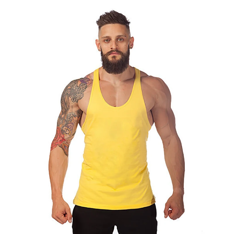 Спортивная одежда для бодибилдинга, толстовка с капюшоном, майка, рубашка для фитнеса, мужская майка с капюшоном, хлопковая рубашка без рукавов для тренировок - Цвет: yellow6