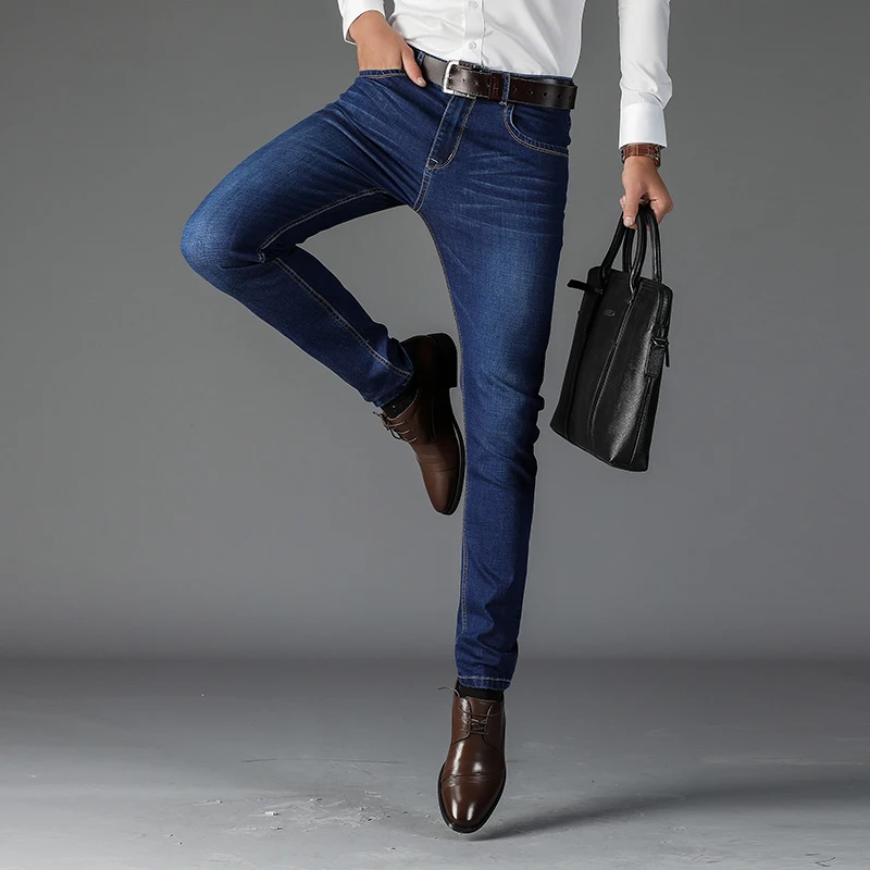 Spring Men Straight Slim Jeans Man Stretched Denim Pants Pantalon Homme stonewashed Trousers Male Casual Personal Quality Jean