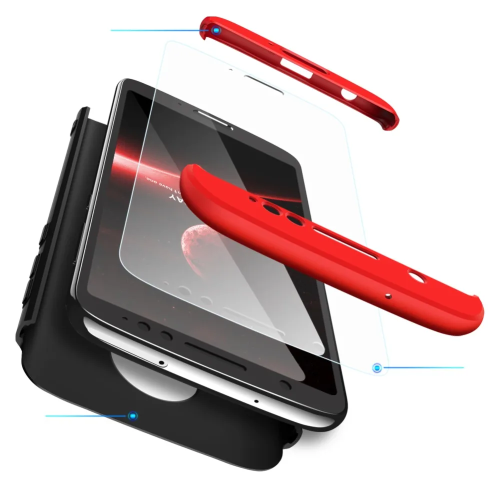 For Motorola MOTO G6 Case 360 Degree Full Body Cover Case For MOTO G6 Hybrid Shockproof Case With Tempered Glass for MOTO G6
