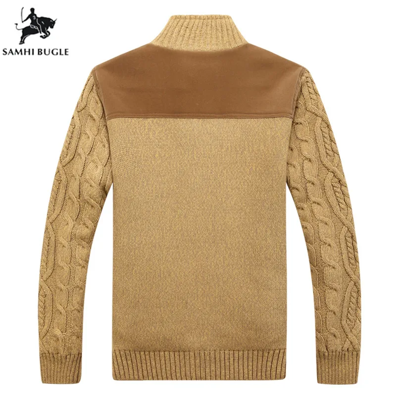 Men's Sweaters Winter Warm Thick Velvet Sweatercoat Single-breasted Casual Cardigan Men Sweaters Pattern Knitwear XXL XXXL