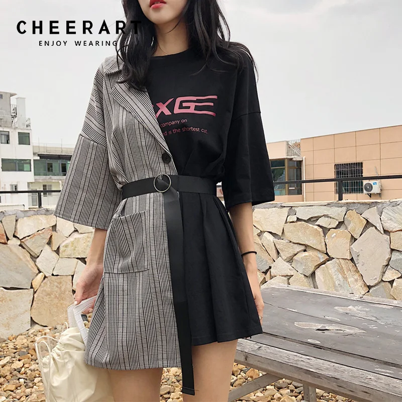 Женское платье футболка Cheerart, летнее дизайнерское платье мини на шнуровке с буквенным принтом, одежда|Платья| | АлиЭкспресс