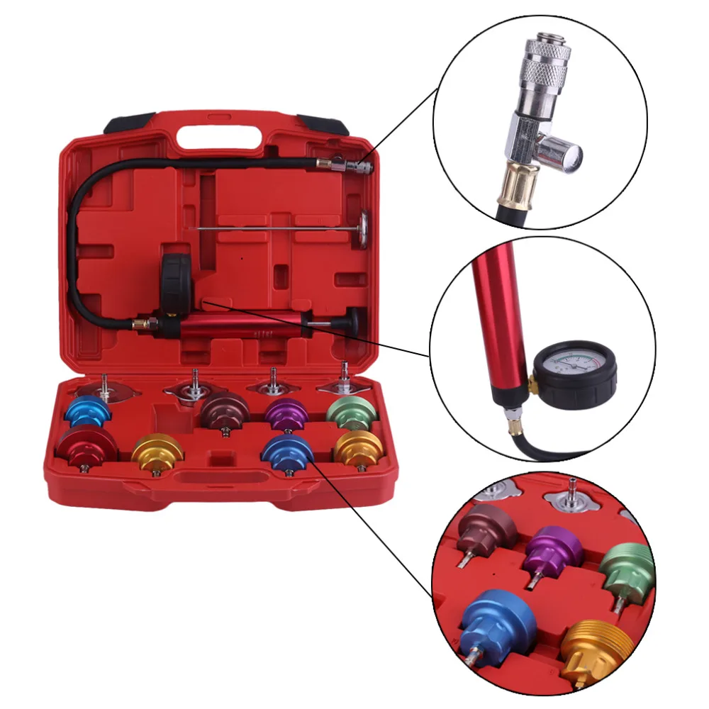 

14pcs/set Universal Automobile Car Water Tank Pressure Gauge Auto Tank Leak Detector Car Instrument Tool Water Tank Test Tools