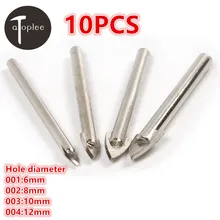 10PCS 6/8/10/12mm Hole Diameter Ceramic Triangular Drill Carbide Open Hole Metal Drill Power Tools Ceramic Tile Drilling Bit