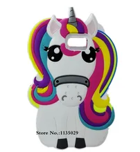 New Cute 3D Cartoon font b Unicorn b font Rainbow Horse Rubber Silicon Protect Cover Case
