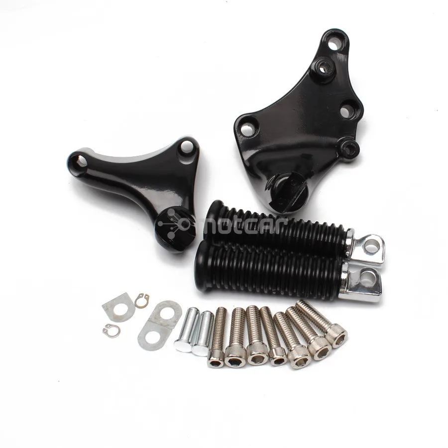 

1set Rear Passenger Foot Peg Seat Mount Bracket Motorcycle Foot Rests With Mounting For Harley Sportster XL883 1200 14-up Black