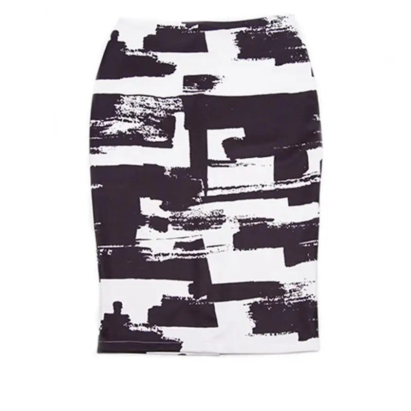 SexeMara Women Skirt Summer 2017 Elegant Sexy High Waist Skirt Vintage Office Saias Feminina Formal Print Pencil Skirt Plus Size Skirts