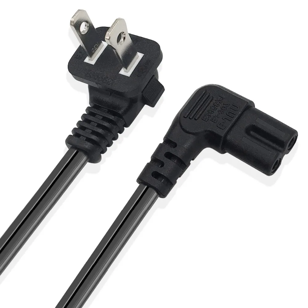 

Universal 2 Prong Angle Power Cord 6ft NEMA 1-15P to IEC320 C7 Figure 8 Connector AC Power Supply Cable Wire for Smart Monitor