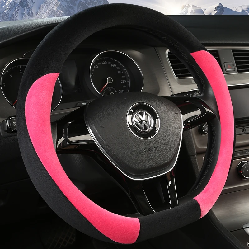 

KKYSYELVA D Shape Winter Plush Car Steering Wheel Cover Steering Wheels For K3 TT Interior Accessories