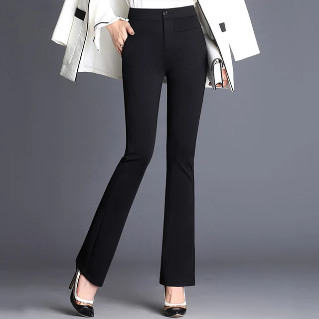 High Waist Women's Flare Pants Office Lady OL Business Casual Trousers ...