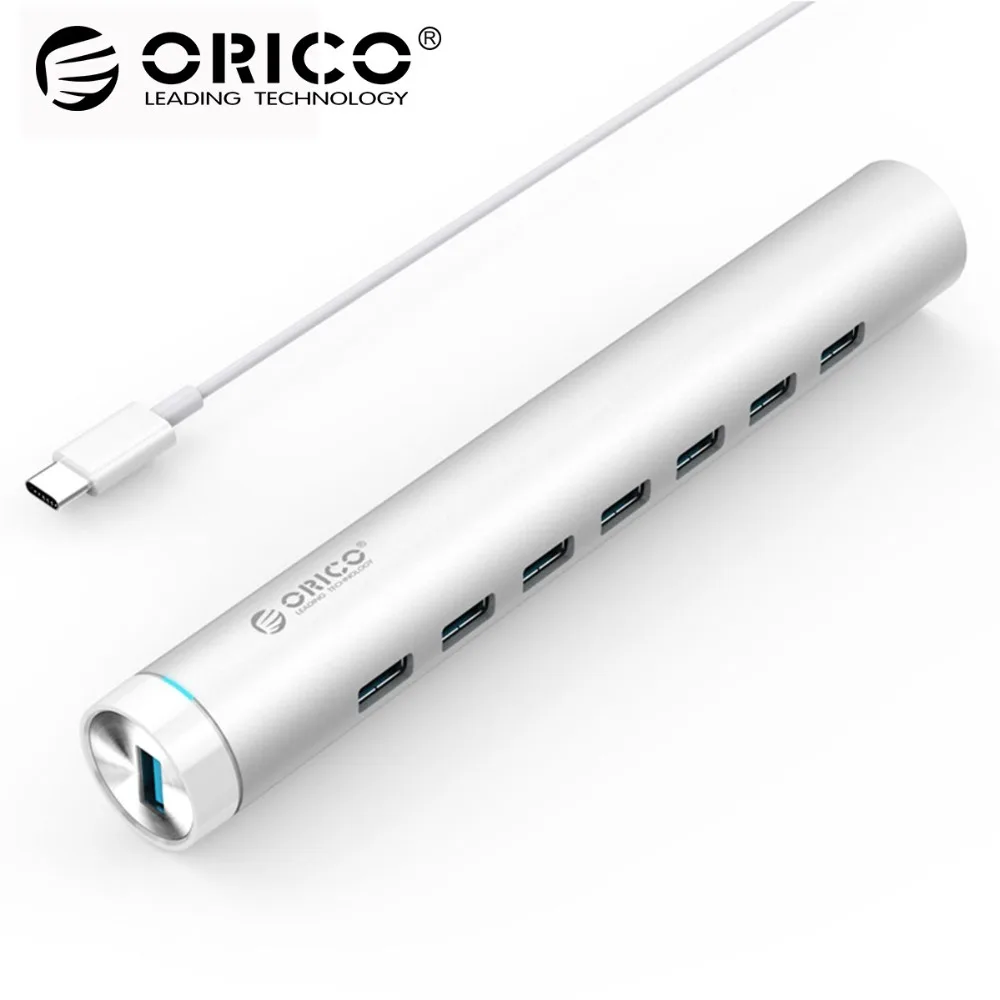 

ORICO USB HUB ARH7-U3-SV Aluminum Round 7 Ports USB3.0 HUB for Apple Laptop MAC Perfectly - Silver