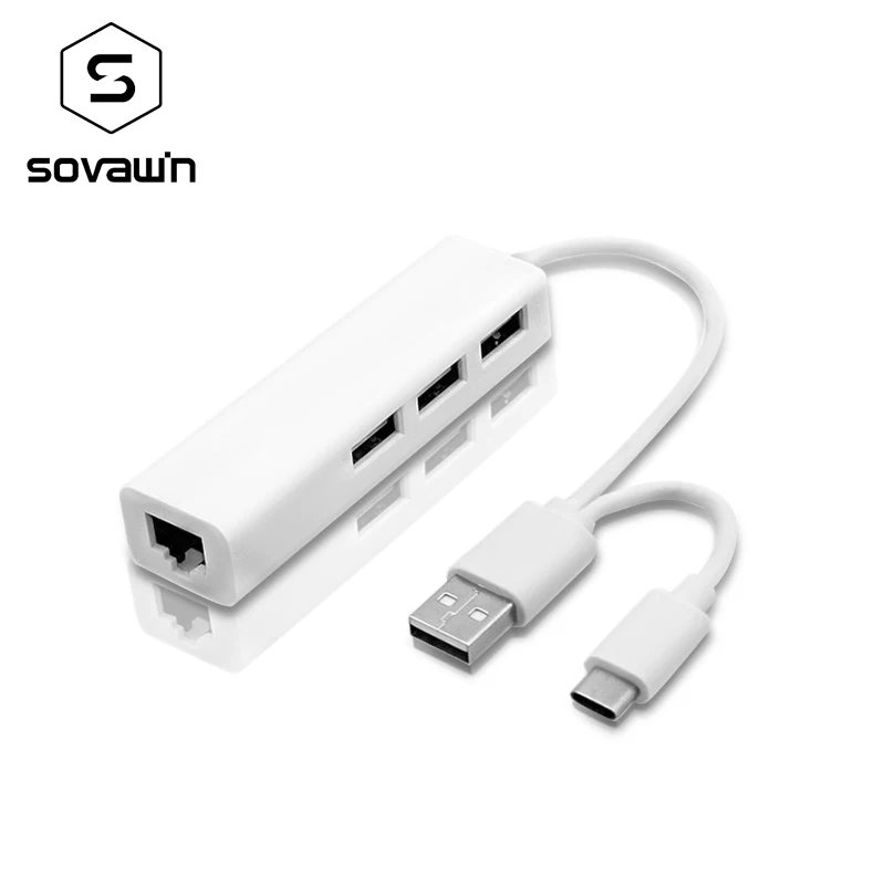 

USB 3.1 Hub Type C Gigabit Ethernet Adapter Rj45 Connector High Speed Network LAN Card With 3 Ports USB Hub For Macbook Air Pro
