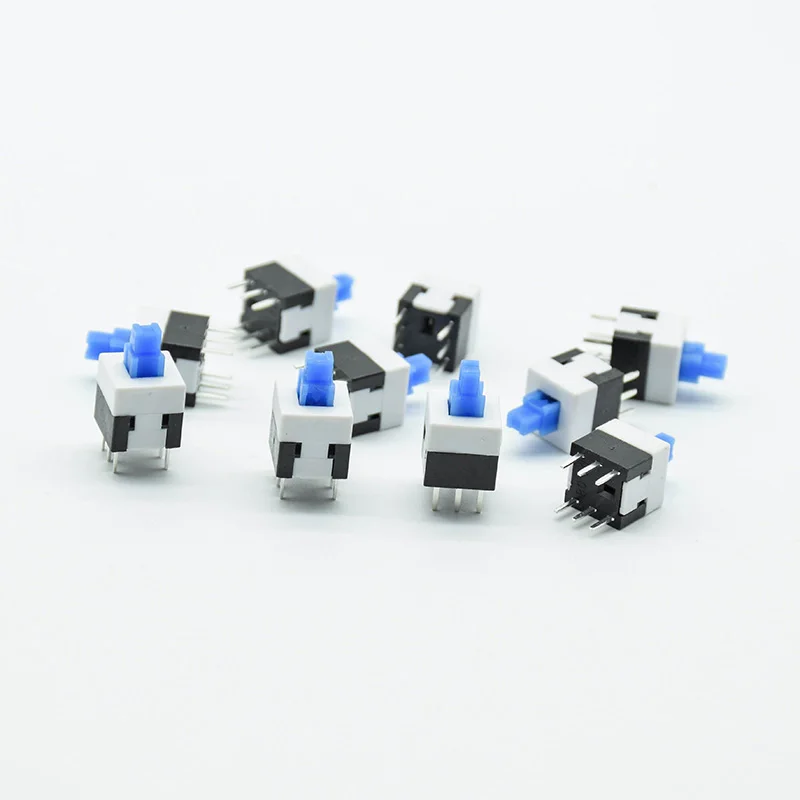 10pcs NEW 8X8mm Blue Cap mini Self locking/reset Type Square push