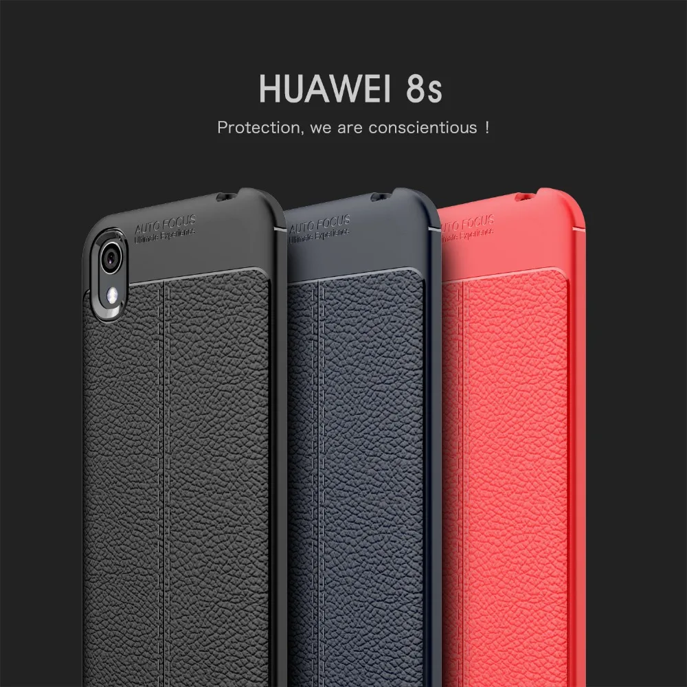 

For Huawei Honor 8S Case Honor 8S Capa Litchi Pattern Silicone TPU Back Cover Soft Phone Case For Huawei Honor 8S honor8S Cover