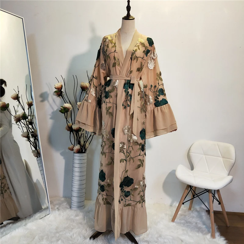 Ramadan Kimono Abaya Robe Femme Dubai Cardigan Muslim Dress Women Kaftans Caftan Marocain Qatar Elbise Turkish Islamic Clothing