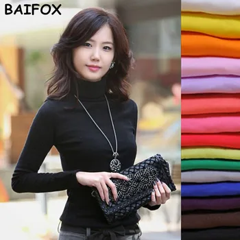 BAIFOX 2017 High Quality Fashion Spring Autumn Winter Sweater Women Wool Turtleneck Pullovers Plus Size Women's Solid Sweaters