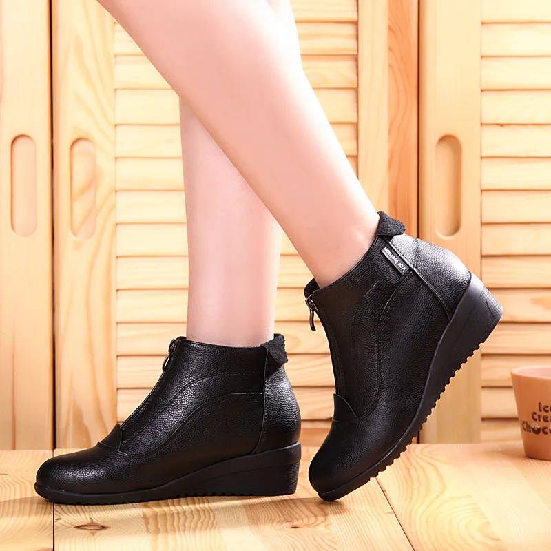

Women Winter Boots Outdoor Comfortable Women Snow Ankle Boots Warm Fur Female Wedge Heels Waterproof Boots Big Size 35-42