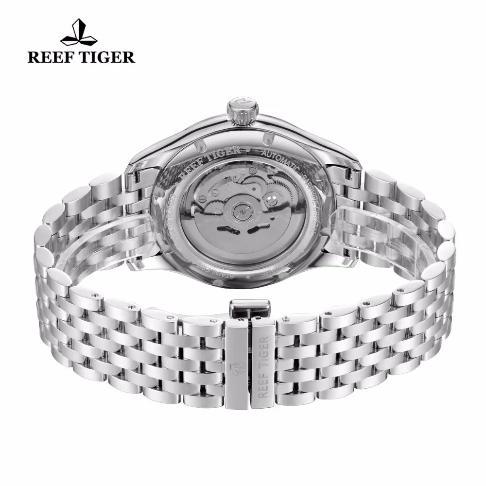 Риф Тигр/RT роскошные часы для мужчин браслет из нержавеющей стали синий циферблат Автоматические наручные часы RGA8232