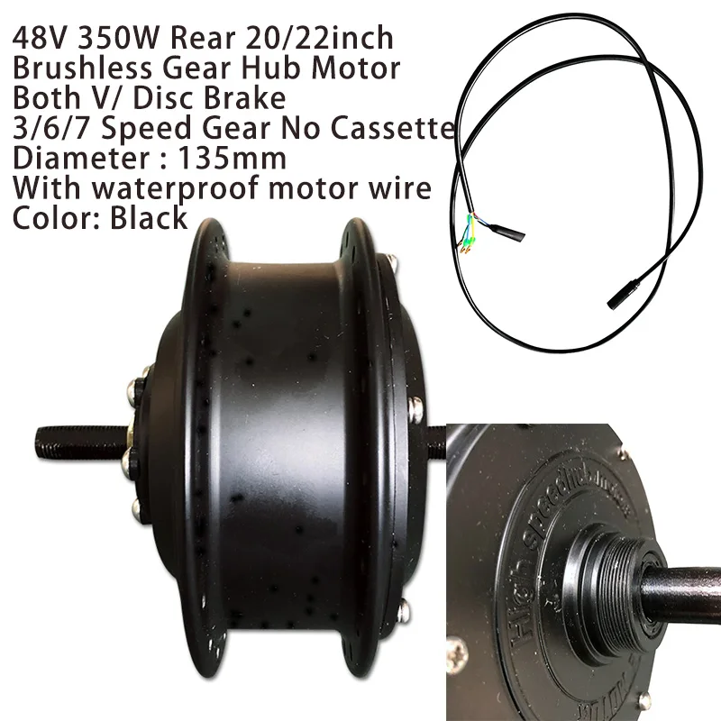 Новинка, 48 В, 350 Вт, 250 Вт, бесщеточный мотор-концентратор для электрического велосипеда, комплект, передний, задний дорожный велосипед, MTB велосипед, высокоскоростной, водонепроницаемый, мощный двигатель - Цвет: 48V350W REAR 2022