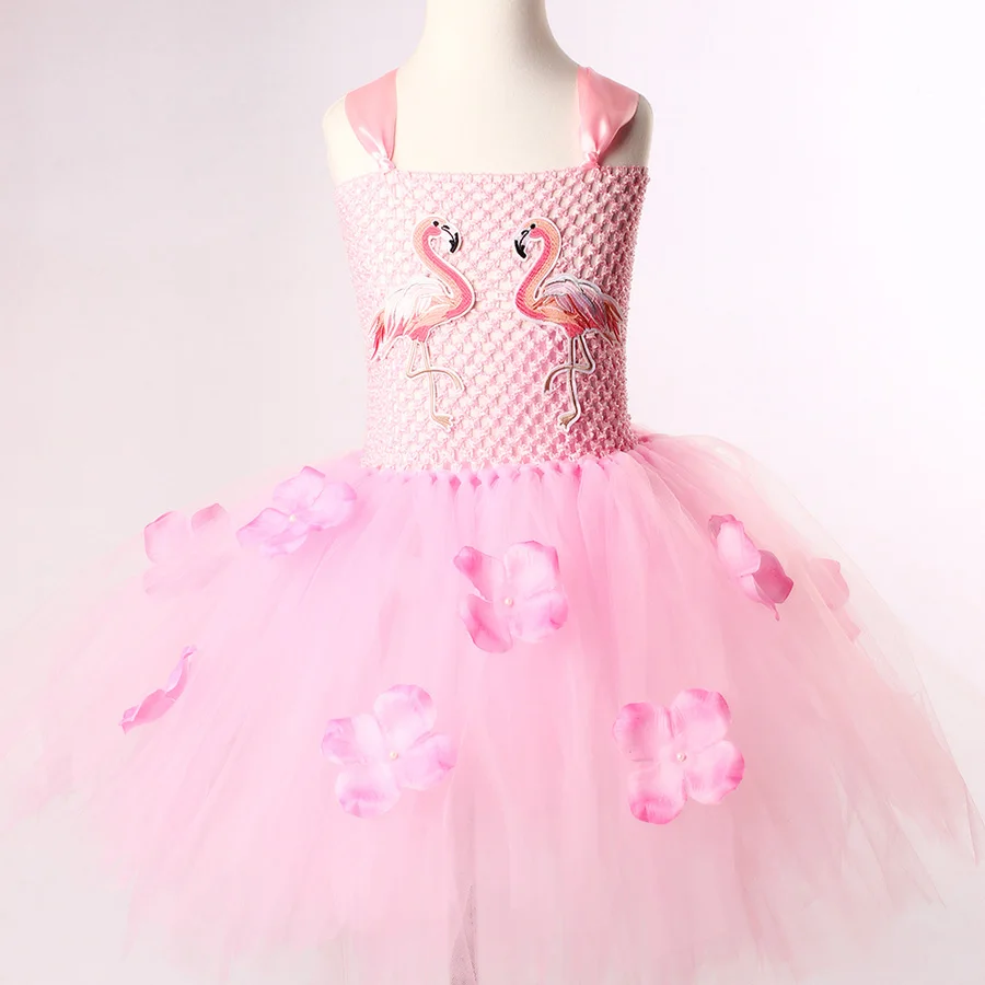 Kids Girls Flamingo Tutu Dress Sleeveless Summer Party Tulle Gown Girl Princess Fancy Fluffy Dress for Birthday Photo Clothing (18)