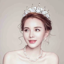New Handmade Vintage Wedding Hair Accessories Flower Pearl Tiara Bride Rhinestone Crystal Crown Headpieces Bridal Headdress