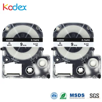 

Kodex 2pcs SS9KW 9mm label tape compatible for Epson/ KingJIm LW-300, LW-400, LW-500, LW-600 laminated tapes