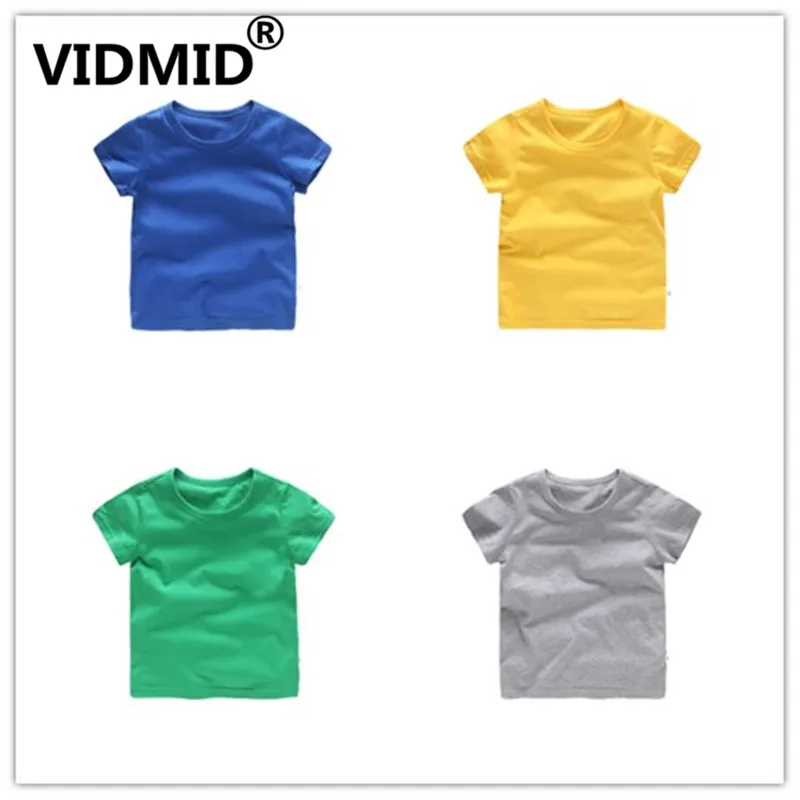 VIDMID الاطفال قمم تي شيرت صدرية للفتية الصغار قصيرة الأكمام قمم الفتيات الأطفال الكرتون الأساسية لون الملابس الفتيان الفتيات المحملات 4018 29