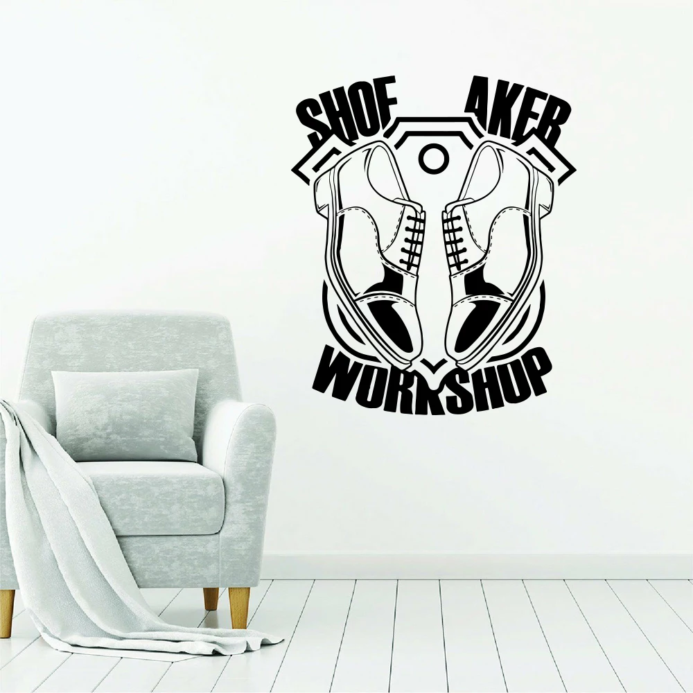 Large Shoemaker Workshop Sewing Wall Window Decal Shoe Craft Workmanship Salon Shop Wall Glass Sticker Vinyl Decor  (1)