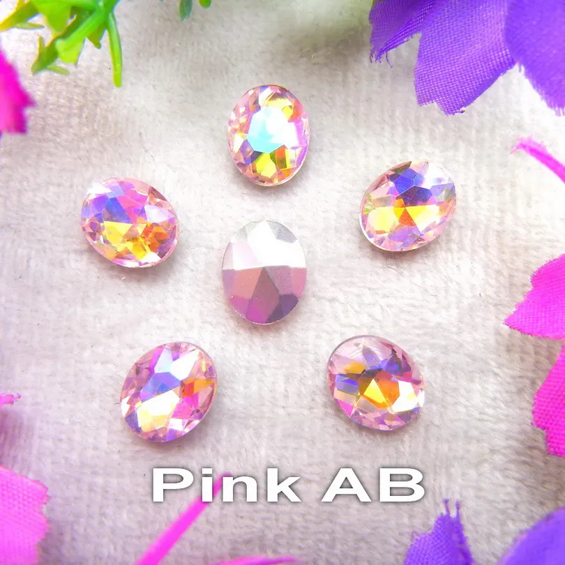 С плоским основанием АВ цвета 4*6*6*8*8*10, 10*14 13*18 18*25 20*30 мм овальные стеклышки клей для кристалов горный хрусталь бисерный орнамент аксессуары отделка «сделай сам» - Цвет: A15 Pink AB